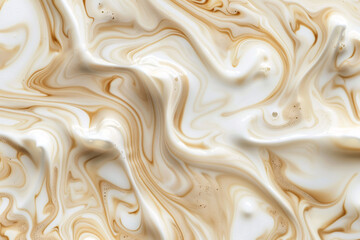 Obraz premium Abstract creamy cappuccino or black americano coffee background commercial banner, liquid splashes.