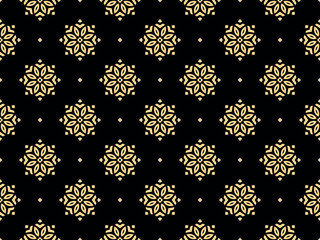 Flower geometric pattern. Seamless vector background. Golden and black ornament - 793027641