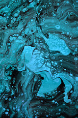 abstract art background in bright green-blue tones with a marine theme