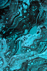 abstract art background in bright green-blue tones with a marine theme