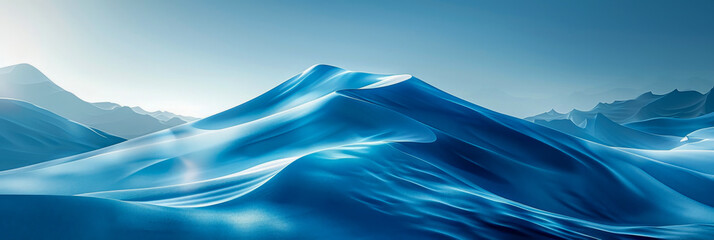 Surreal Waves of Blue in a Digital Sea Landscape