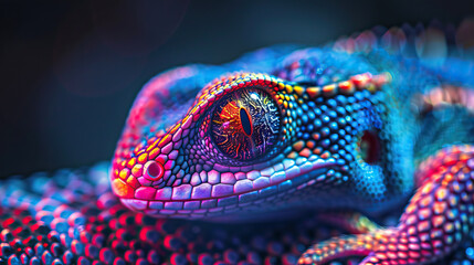 Macro photography, futuristic organic nature-inspired vibrant abstract reptile lizard pattern...