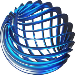 Abstract 3D Y2K Blue Chrome