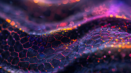 Macro photography, futuristic vibrant organic nature-inspired abstract reptile skin and scales...