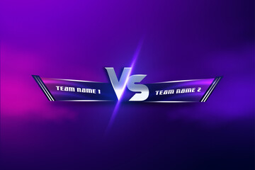 Versus vs fight competition battle screen or comparison futuristic colorful gradient tournament  lower third for soccer football sports background - obrazy, fototapety, plakaty
