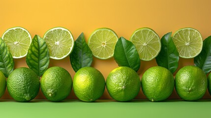 Vibrant Set of Fresh Limes Generative AI