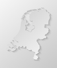 Minimal white map Netherlands, template country