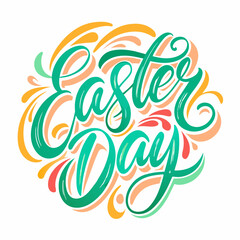 Obraz premium Happy Easter Day t-shirt vector illustration and calligraphy