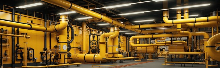 Within a modern facility, industrial pipes weave a complex network, symbolizing the infrastructure that powers industry.