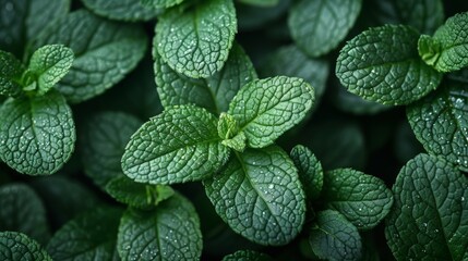 Fresh Green Mint Leaves Generative AI - obrazy, fototapety, plakaty