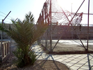 Basketball court at FOB Loyalty during Operation Iraqi Freedom in Baghdad, Iraq