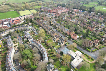 High Angle View of British Historical City of Oxford, Oxfordshire, England United Kingdom. March 23rd, 2024