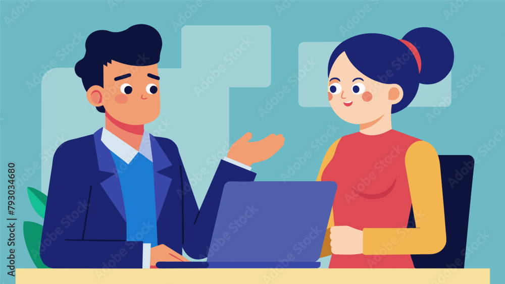 Poster a person confidently making eye contact and using assertive body language as they ask for a raise in