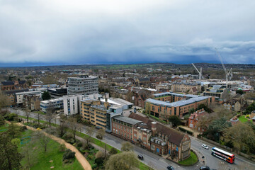 High Angle View of British Historical City of Oxford, Oxfordshire, England United Kingdom. March 23rd, 2024