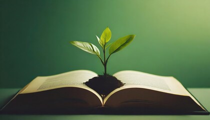 Seedling Growing From Open Book. Knowledge, Growth, Education Concept 