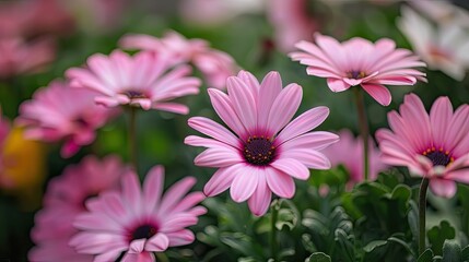 Obraz premium Pink flowers with white petals blossomed beautifully