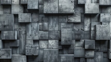 3d render geometric modern block stonewall mosaic abstract background. AI generated