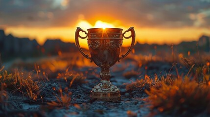 Golden Trophy Cup in Perfect Focus Generative AI