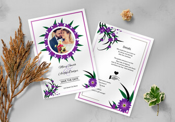 White And Purple Wedding Invitation Card