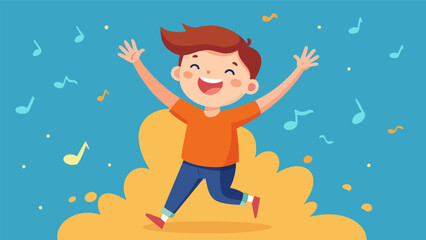 Naklejka premium The child clapped and jumped with joy feeling the energy and excitement of the crowd as everyone swayed to the music.