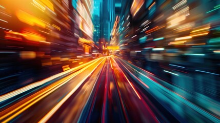 Futuristic technology background with abstract screen high speed motion blur. AI generated image