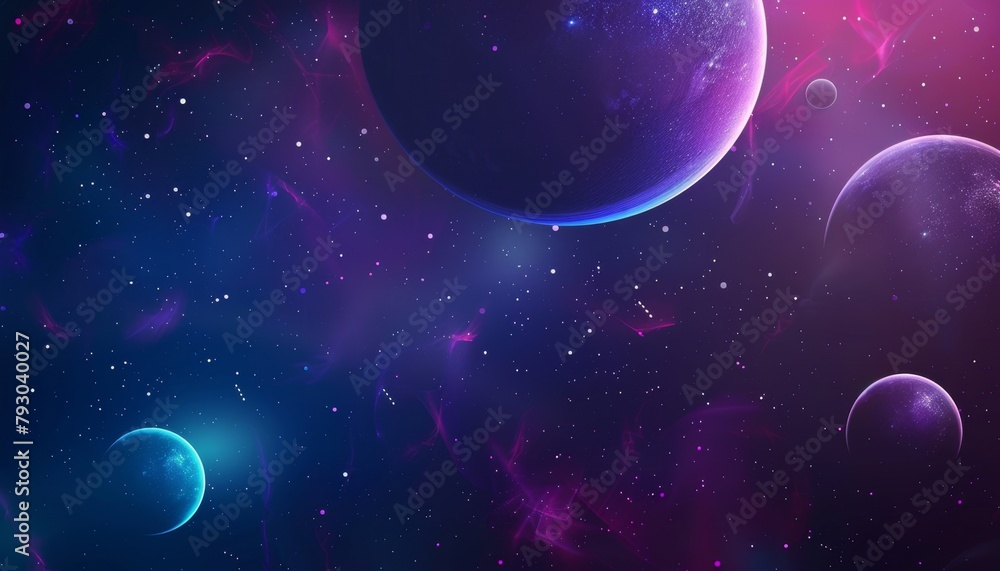 Canvas Prints a space background with a purple planet and a blue planet by ai generated image