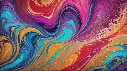 Seamless Vibrant paint psychedelic liquid wave backdrop - obrazy, fototapety, plakaty