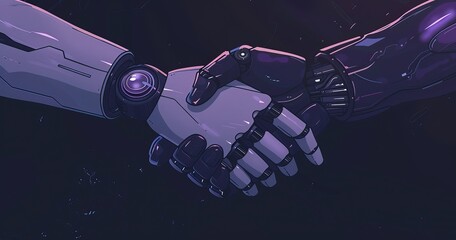 Human and robot handshake, futurism, Generative AI