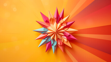 Fototapeta premium origami sun on colorful background сreated with Generative Ai