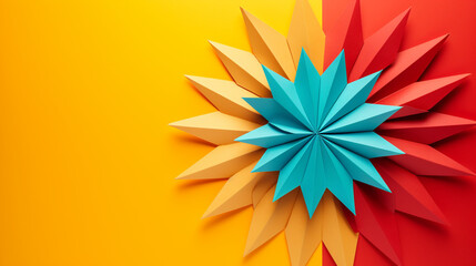 origami sun on colorful background сreated with Generative Ai