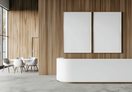 Frame mockup, Empty Frame Mockup in Elegant Hallway with Marble Floor and Windows, high-resolution (300 DPI)