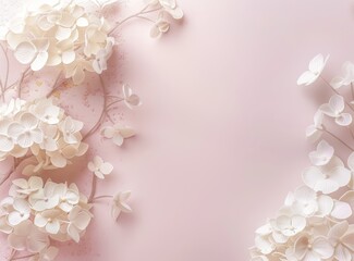 Pink Background With White Flowers