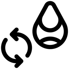 Water recycling. Editable stroke vector icon. - obrazy, fototapety, plakaty