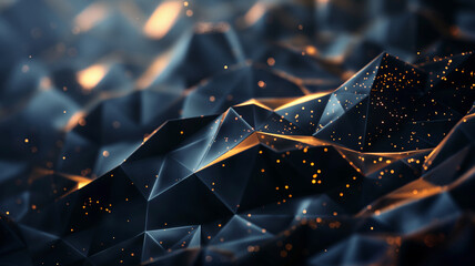 Abstract dark blue and gold polygon background banner design