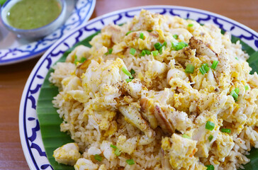 Mouthwatering Thai Dish of Crab Meat Fried Rice or Khao Pad Poo