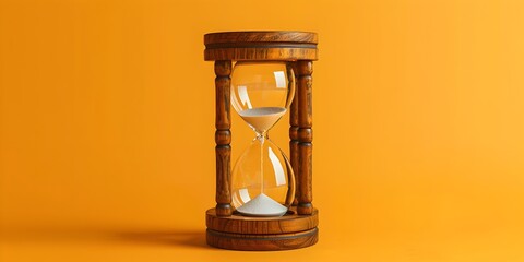 Hourglass on Yellow Background Representing Time Management Concepts and Solutions