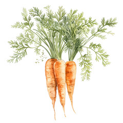 Carrot (Daucus carota) Watercolor illustration