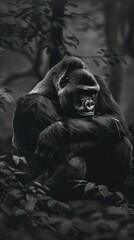Fototapeta na wymiar Ape gorilla hd wallpaper background