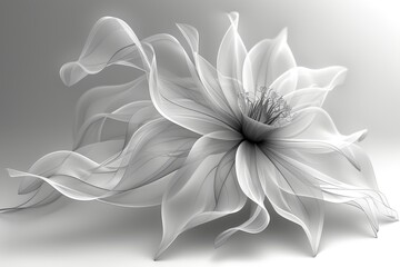 Obraz premium Transparent florals with cyber silverpoint impressionism. Ethereal X-ray of blooming flowers highlighting the intricate petal structures