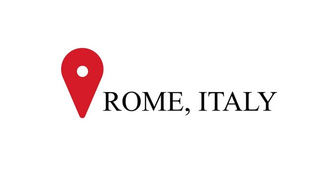 Animation red point map location in the country Rome, Italy  . suitable for holiday tours, travelers, and more. isolated on a white background.