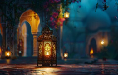 Lantern Illuminating Courtyard