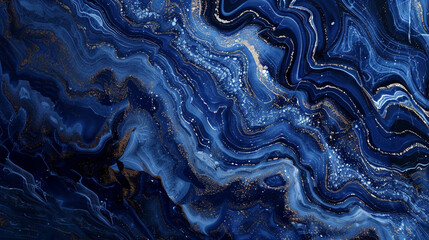 Vibrant Cobalt Blue Marble, Electric Swirls and Dynamic Patterns