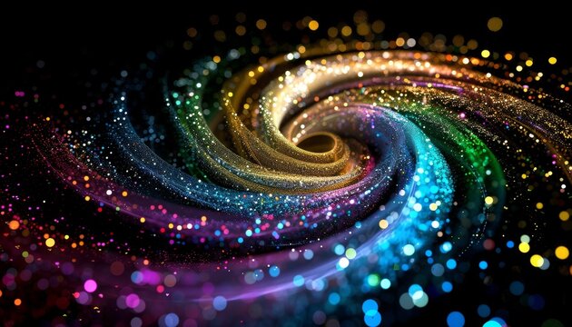 A colorful spiral of glittery lights by AI generated image