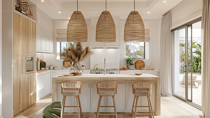 coastal interior design concept cosy comfort Woven pendant lights