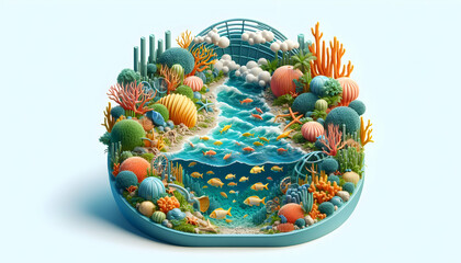 3D Icon: Underwater World Conservation � Reef Restoration, Sustainable Fishing, Zero Waste Practices