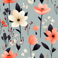 Photo of a beautiful floral background for clothes, textiles, crockery, decoration, gift, papers, etc. generative ai