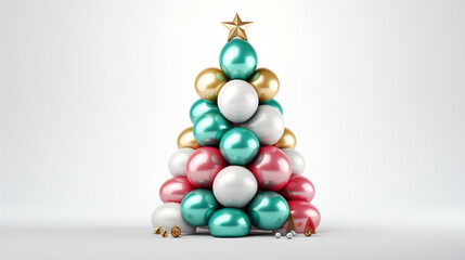inflated balloon christmas tree, white backround сreated with Generative Ai