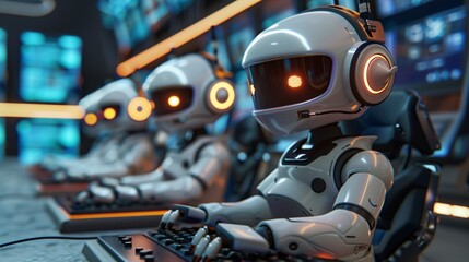 technical support with online robot and artificial intelligence assistance, call and chat service