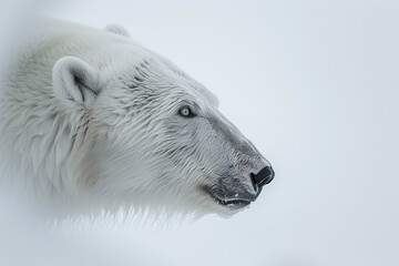 portrait of a beautiful white polar bear in the snow
