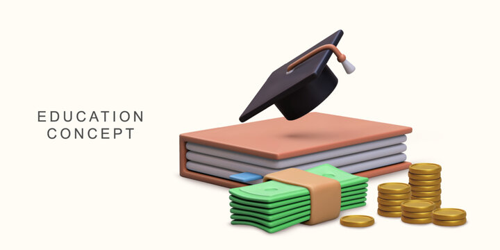 3d realistic Financial educational programs on white background. Vector illustration.